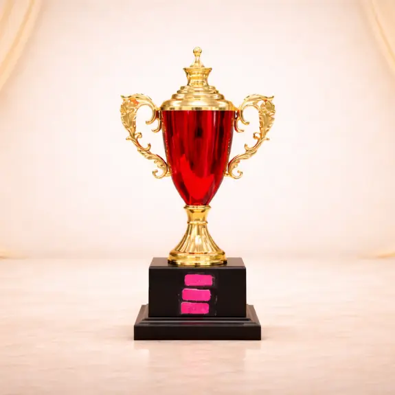 Elegant HD red and gold accents trophy