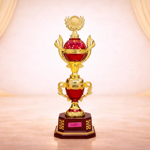 Gleaming trophy with golden accents