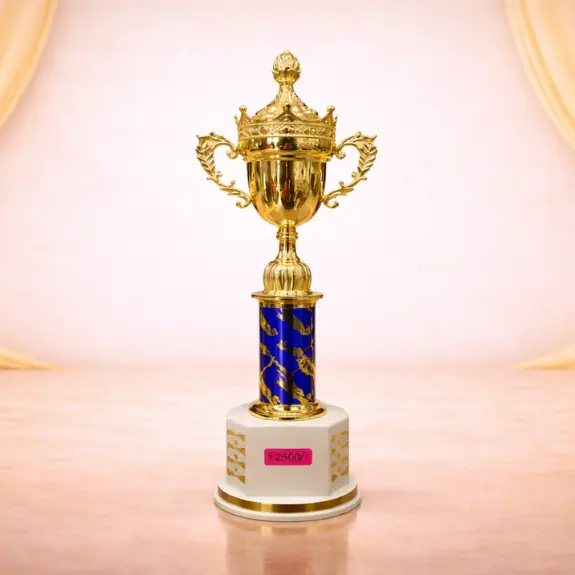 Award ceremony golden trophy display