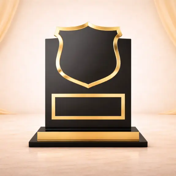 Elegant black and gold trophy plaque