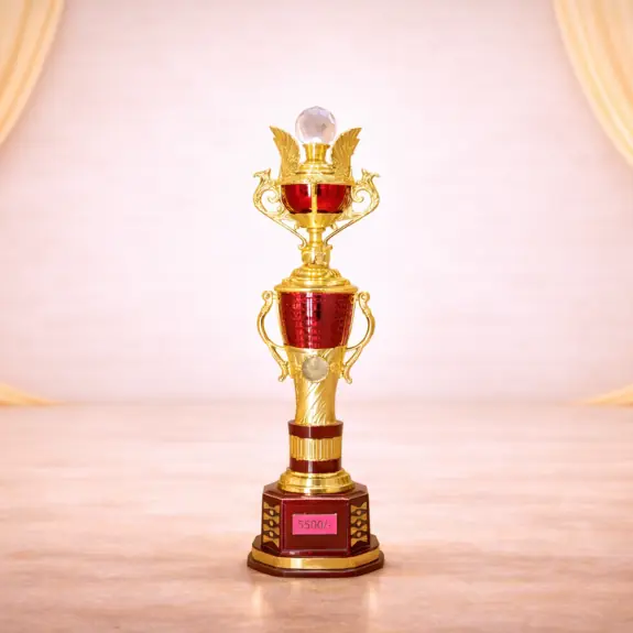 Elegant golden trophy with crystal ball