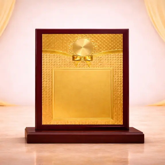 Elegant award plaque on polished surface