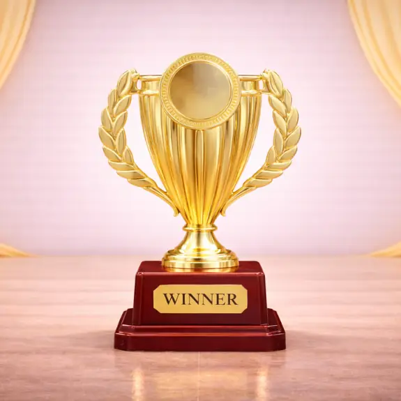 Elegant red and gold Premium trophy