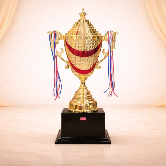 Grand gold trophy with ornate handles